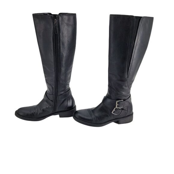 Enzo Angiolini Leather Boots Tall Equestrian Riding Easporty Zip Up Black Sz 7M - Picture 6 of 8